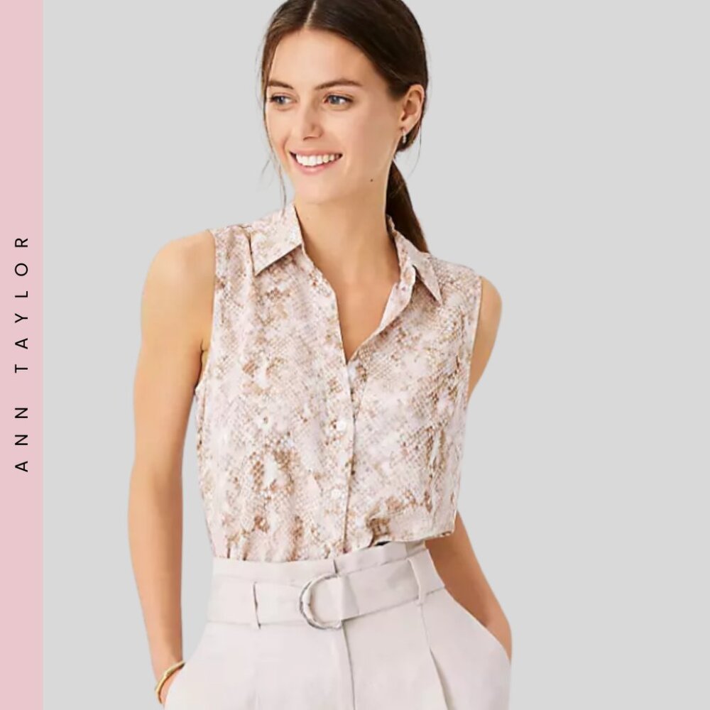 Ann Taylor Essentials Snakeskin Print Blouse - Size XL